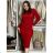 Šaty třpytivé elegantné dlhý rukáv dámske (S/M/L ONE SIZE) TALIANSKA MÓDA IMD251114/DU S/M/L červená