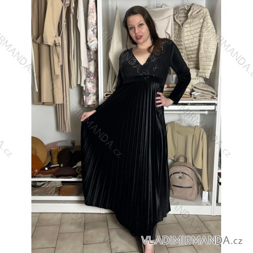 Šaty elegantní dlouhý rukáv dámské (S/M/L ONE SIZE) ITALSKÁ MÓDA IMWKH2511111/DU S/M/L Černá