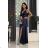 Trägerloses langes Partykleid aus Satin für Damen (34-42) POLISH FASHION PMLEL24NATHALIE dunkelblau 36
