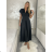 Šaty dlouhé elegantní krátký rukáv dámské (S/M/L ONE SIZE) ITALSKÁ MÓDA IMPLU2527434/DU S/M/L Černá