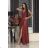Trägerloses langes Partykleid aus Satin für Damen (34-42) POLISH FASHION PMLEL24NATHALIE dunkelrot 