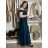 Šaty elegantné dlouhé bez rukávu rukávu dámske ANADELE ITA (M/L/XL ONE SIZE) TALIANSKA MóDA IM4251147/DUR tm. modrá  M/L/XL