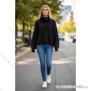 Damen-Kapuzenpullover in Übergröße mit langen Ärmeln und Reißverschluss, warm, langärmlig (2XL/3XL/4XL Einheitsgröße) ITALIAN FASHION IMD23743