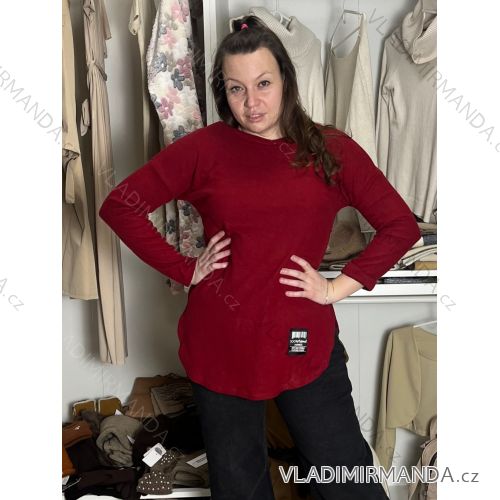 Tunika predĺžená teplá dlhý rukáv dámska MARIKA (M/L/XL ONE SIZE) TALIANSKA MÓDA IMD24382/DU M/L/XL vínová
