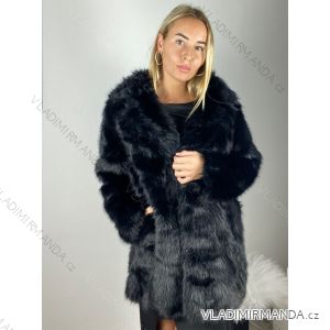 Kabátek kožich chlupatý zimní dlouhý rukáv dámský (S/M/L ONE SIZE) ITALSKÁ MÓDA IMSM25HTW-1340/DUR