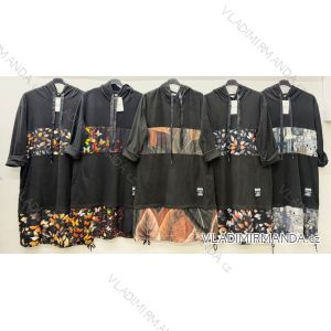 Šaty mikinové teplé dlouhý rukáv dámské nadrozměr (50/52/54 ONE SIZE) ITALSKÁ MÓDA IM425884