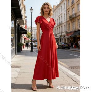 Šaty dlouhé elegantní krátký rukáv dámské (S/M/L ONE SIZE) ITALSKÁ MÓDA IM425893