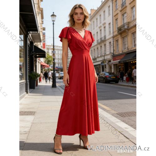 Šaty dlouhé elegantní krátký rukáv dámské ANAPOLYS (M/L/XL ONE SIZE) ITALSKÁ MÓDA IM425893