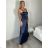 Šaty dlouhé elegantní na ramínka dámské (S/M ONE SIZE) ITALSKá MODA IM323013/DU -   světle modrá -   S/M