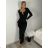 Šaty elegantní dlouhý rukáv dámské (S/M/L ONE SIZE) ITALSKÁ MÓDA IMM25M42815/DUR -   Černá -   S/M/L