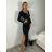 Šaty elegantní dlouhý rukáv dámské (S/M/L ONE SIZE) ITALSKÁ MÓDA IMM25M42815/DUR -   Černá -   S/M/L