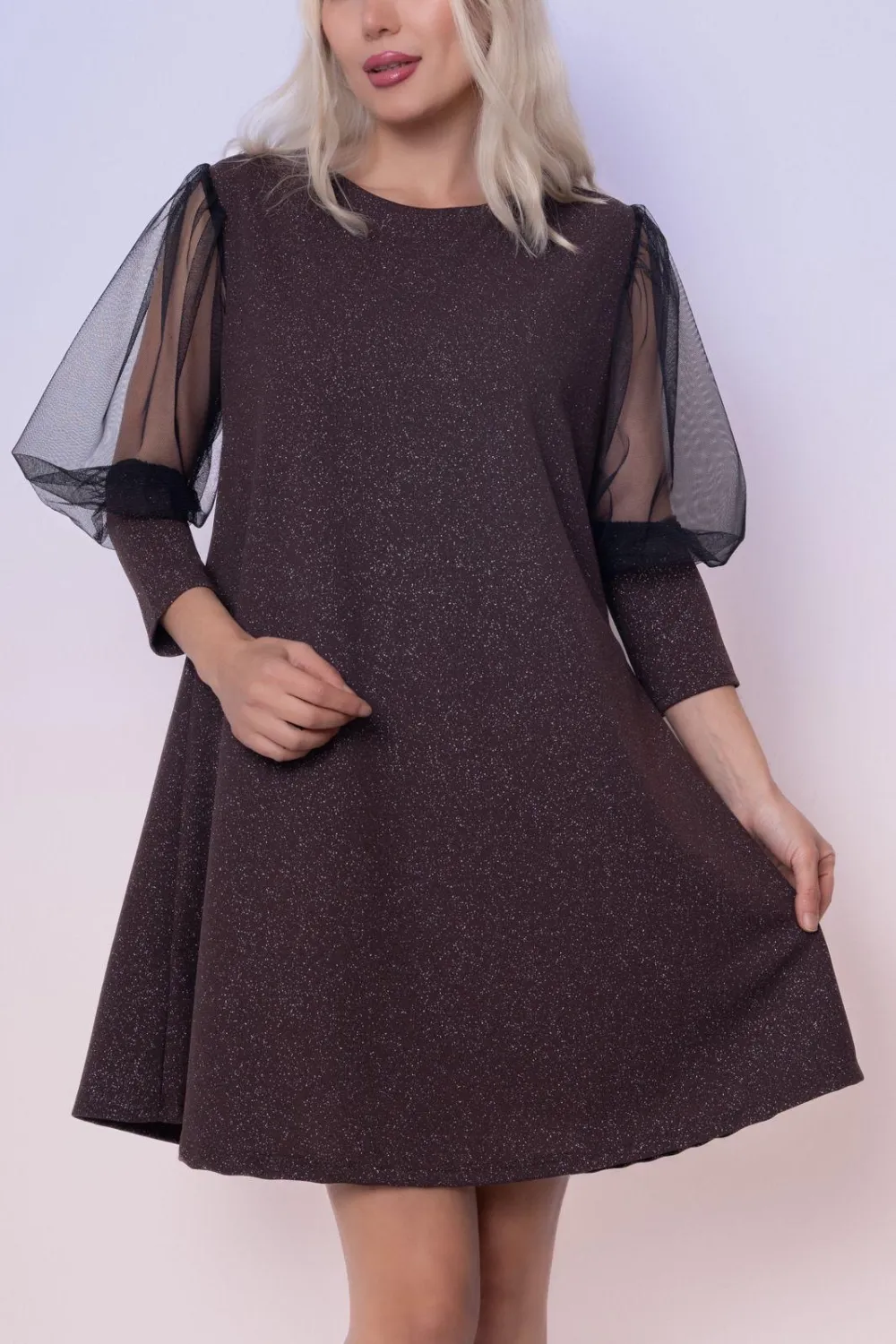 Šaty krátké elegantní třpytivé dlouhý rukáv dámské (S/M/L ONE SIZE) ITALSKÁ MÓDA IMPLI2551355