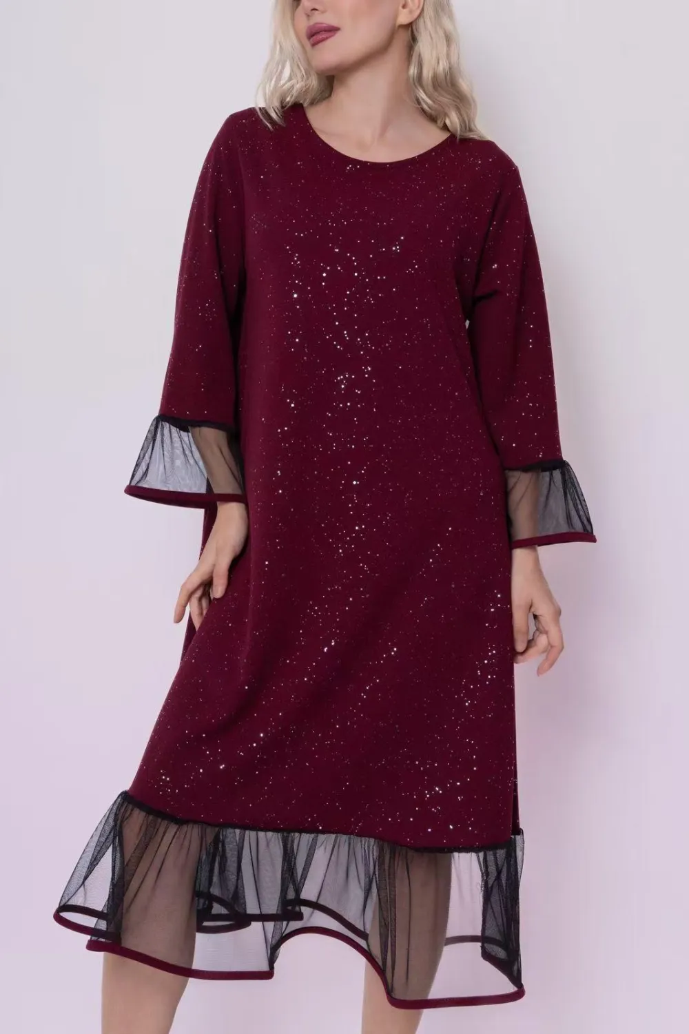 Šaty elegantní třpytivé dlouhý rukáv dámské (S/M/L ONE SIZE) ITALSKÁ MÓDA IMPLI2539360