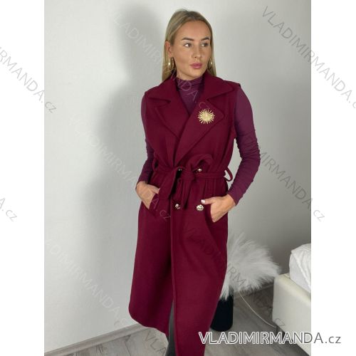 Vesta flaušová bez rukávov dámska (S/M/L ONE SIZE) TALIANSKA MÓDA IMPVN251112/DU S/M/L vínová