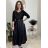 Šaty dlouhé společenské flitrové s páskem dlouhý rukáv dámské (XS/S/M ONE SIZE) ITALSKÁ MÓDA IMM25M13302