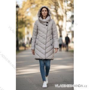 Bunda zimní s kapucí dlouhý rukáv dámská (S/M/L ONE SIZE) ITALSKÁ MÓDA IMD25342