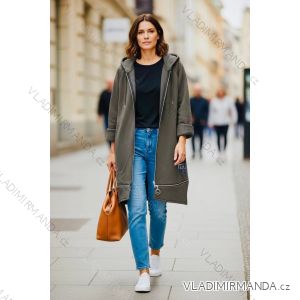 Mikina prodloužená s kapucí dlouhý rukáv dámská nadrozměr (46/48/50 ONE SIZE) ITALSKÁ MÓDA IMD25355