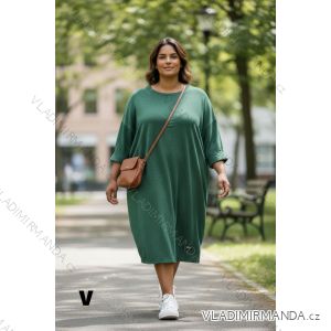 Šaty klasik oversize dlouhý rukáv dámské nadrozměr (52/54/56 ONE SIZE) ITALSKÁ MÓDA IMD25360