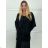 Kabát podzimní oversize na knoflíky dlouhý rukáv dámský (S/M/L ONE SIZE) ITALSKÁ MÓDA IMWCL252811/DU S/M/L Černá