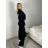 Souprava oversize úpletová kalhoty a svetr s kapucí dlouhý rukáv dámská (S/M/L ONE SIZE) ITALSKÁ MÓDA IMWGB25LO-1160AB