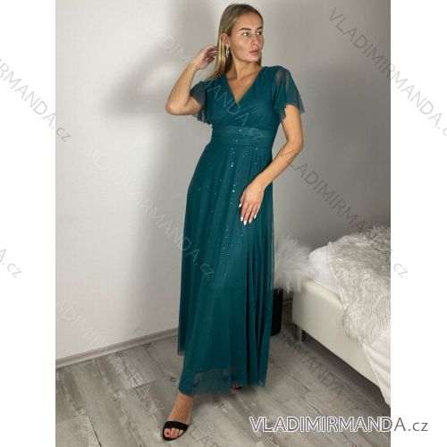 Trägerloses langes Partykleid für Damen (S/M ONE SIZE) ITALIAN FASHION IMPSH245192 S / M modrá petrolejová