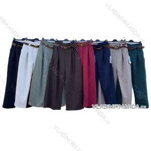 Kalhoty elegantní s páskem dámské nadrozměr (42/44/46 ONE SIZE) ITALSKÁ MÓDA IMD25363