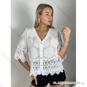 Tunika krajková 3/4 dlouhý rukáv dámská (S/M/L ONE SIZE) ITALSKÁ MÓDA IMSM251140