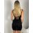 Šaty mini letní pletené na ramínka dámské (XS/S/M ONE SIZE) ITALSKá MóDA IMM252471/DU XS/S/M Černá