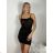 Šaty mini letní pletené na ramínka dámské (XS/S/M ONE SIZE) ITALSKá MóDA IMM252471/DU XS/S/M Černá