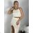 Souprava pletená sukně top na ramínka dámská (S/M ONE SIZE) ITALSKÁ MÓDA IMM23M8509/DU S/M béžová