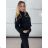 Langärmliges, leichtes Damen-Kapuzensweatshirt mit Reißverschluss, übergroß (52/54/56 ONE SIZE) ITALIAN FASHION IMC25359 S / M / L schwarz