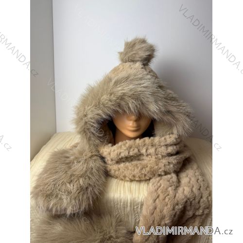 Damen Wintermütze mit Bommel (EINHEITSGRÖSSE) PERFECT POLISH FASHION PVE25001 EINHEITSGRÖSSE beige