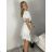 Women's Summer Boho Lace Shirt Dress With Belt Short Sleeve (S/M ONE SIZE) ITALIAN FASHION IMPEM232191 S / M / L white