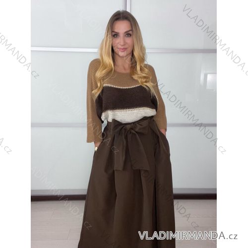 Svetr pletený oversize dlouhý rukáv dámský (S/M/L ONE SIZE) ITALSKÁ MÓDA IMM25M2566