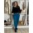 Women's Summer Long Harem Pants (42/44/46 ONE SIZE) ITALIAN FASHION IM424361 S / M / L modrá petrolejová
