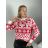 Svetr vánoční úpletový dlouhý rukáv dámský (S/M/L ONE SIZE) ITALSKÁ MÓDA IMWH25002/DUR červená S/M/L