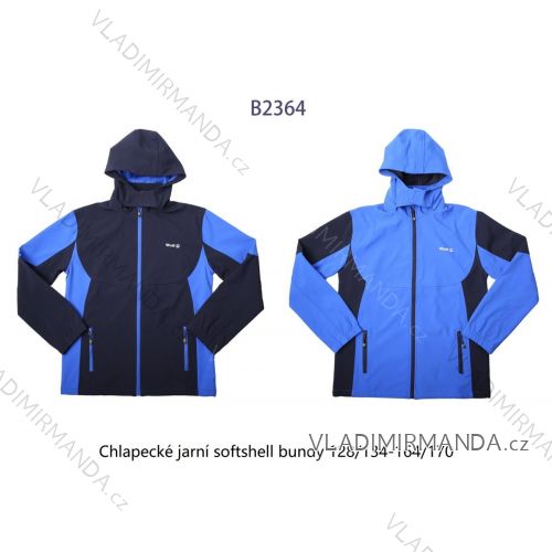 Bunda softshellová dlouhý rukáv na zip s kapucí dorost chlapecká (128/134-164/170) WOLF B2364/A/KUS