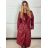Kabát koženkový oversize s páskem dlouhý rukáv dámský TARA (S/M/L ONE SIZE) ITALSKÁ MÓDA IMWCA251111/DU S/M/L vínová