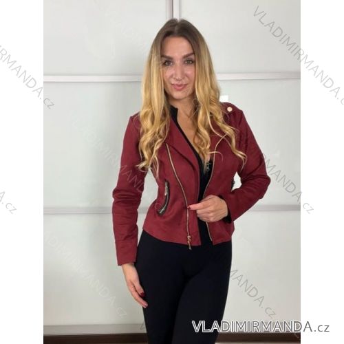 Bunda ekokoženková dlouhý rukáv dámská (S/M ONE SIZE) ITALSKÁ MÓDA IMD23709