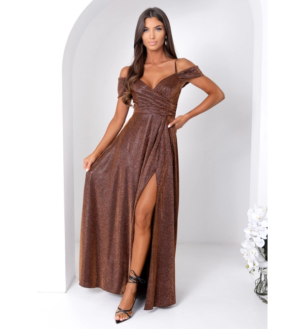 Women's Strapless Long Satin Party Dress (34-42) POLISH FASHION PMLEL24NATHALIE