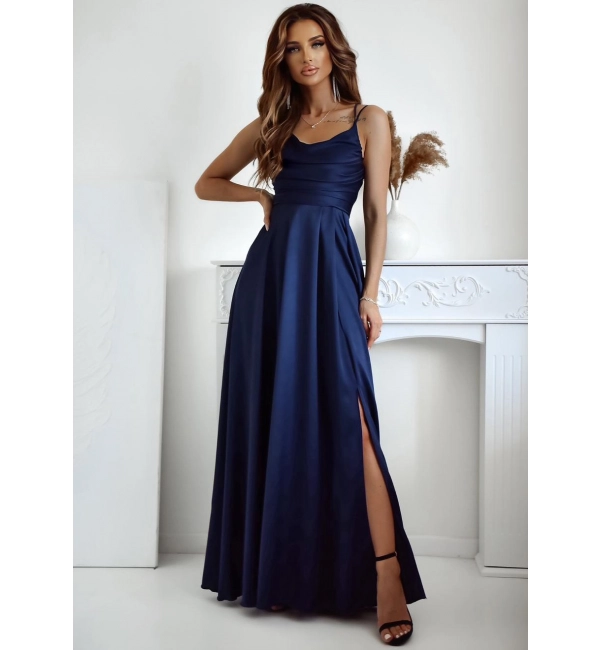 Trägerloses langes Partykleid aus Satin für Damen (34-42) POLISH FASHION PMLEL24NATHALIE