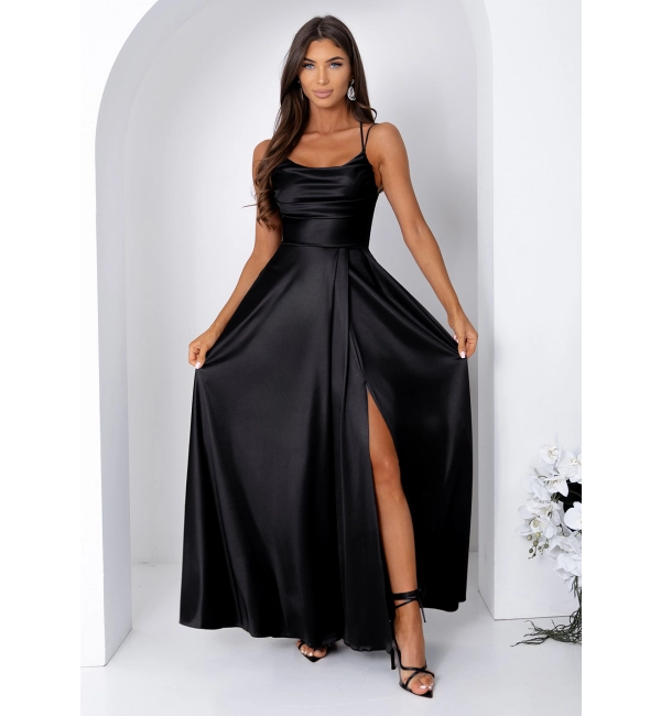 Trägerloses langes Partykleid aus Satin für Damen (34-42) POLISH FASHION PMLEL24NATHALIE