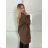 Kabát dlouhý rukáv dámský nadrozměr RITA(46/48/50 ONE SIZE) ITALSKÁ MÓDA IMWHD256088/DU 46/48/50 stř. hnědá