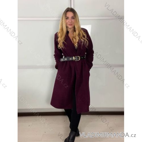 Kabát s páskem dlouhý rukáv dámský (S/M/L ONE SIZE) ITALSKÁ MÓDA IMWCN256375