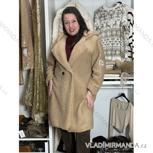 Kabát baránkový teddy oversize na gombíky dlhý rukáv dámsky (M/L/XL ONE SIZE) INDICKÁ MÓDA IMWHA251112