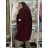 Kabát baránkový teddy oversize na gombíky dlhý rukáv dámsky (M/L/XL ONE SIZE) INDICKÁ MÓDA IMWHA251112/DU M/L/XL vínová