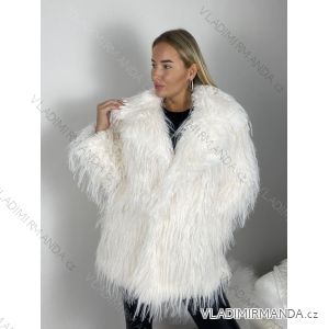 Kabátek kožich chlupatý zimní dlouhý rukáv dámský (S/M/L ONE SIZE) ITALSKÁ MÓDA IMWAR25A1204/DR