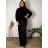 Damen Pullover Lang Langarm Strickkleid (L / XL ONE SIZE) ITALIAN FASHION IM721314 schwarz 50/52/54