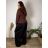 Damen Pullover Lang Langarm Strickkleid (L / XL ONE SIZE) ITALIAN FASHION IM721314 schwarz 50/52/54