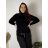 Damen Pullover Lang Langarm Strickkleid (L / XL ONE SIZE) ITALIAN FASHION IM721314 schwarz 50/52/54
